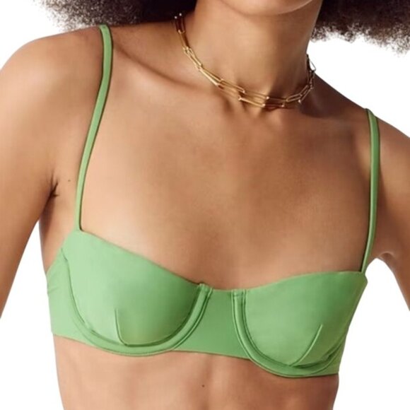 NEW J. Crew Balconette Underwire Bikini Swim Top Rustic Willow/Sage Green 32B - Picture 3 of 11